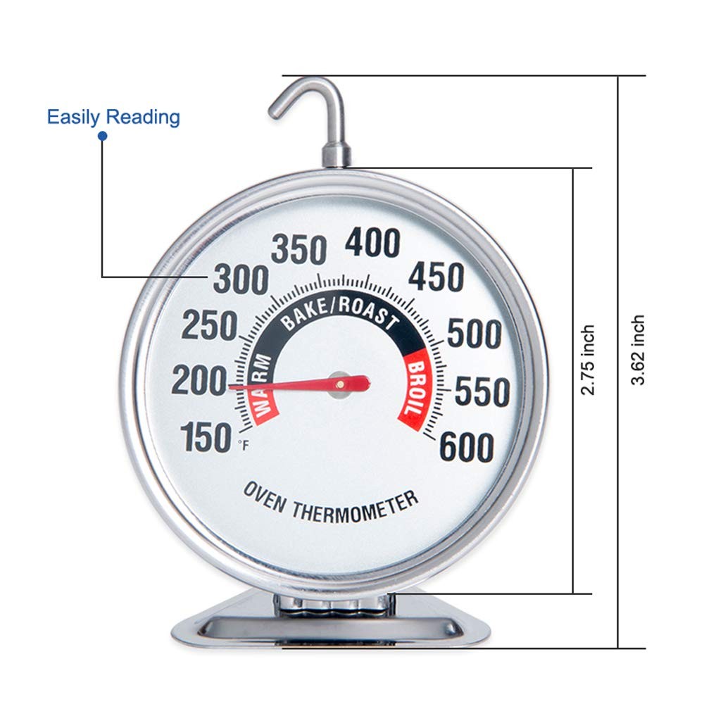 Oven Thermometer Extra Large 3" with Easy-Read Dial | 150-600F Pro Accurate T...