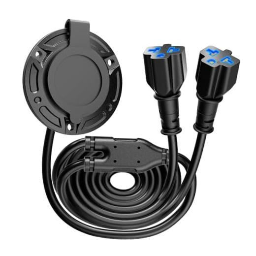 Heavy-Duty 20A 125V AC Port Plug, 12AWG RV Shore Power Inlet Plug with Dual 5