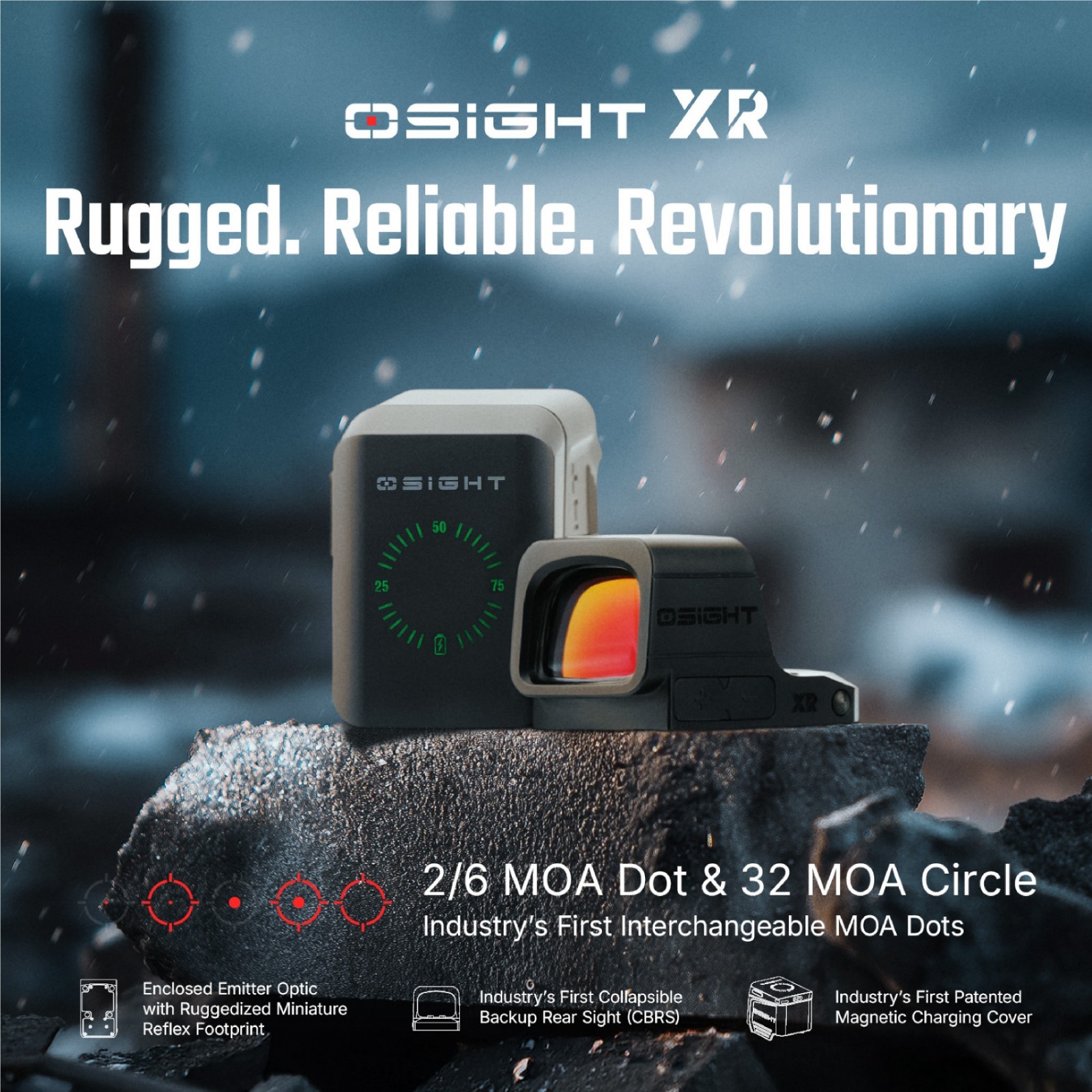 OSIGHT XR Enclosed Red Dot Sight with 2/6 + 32 MOA Multi-Reticle System