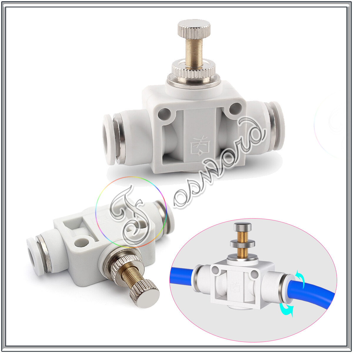 Pneumatic Push In Fittings Flow Controller Air Water Hose Tube Stem Join Adapter
