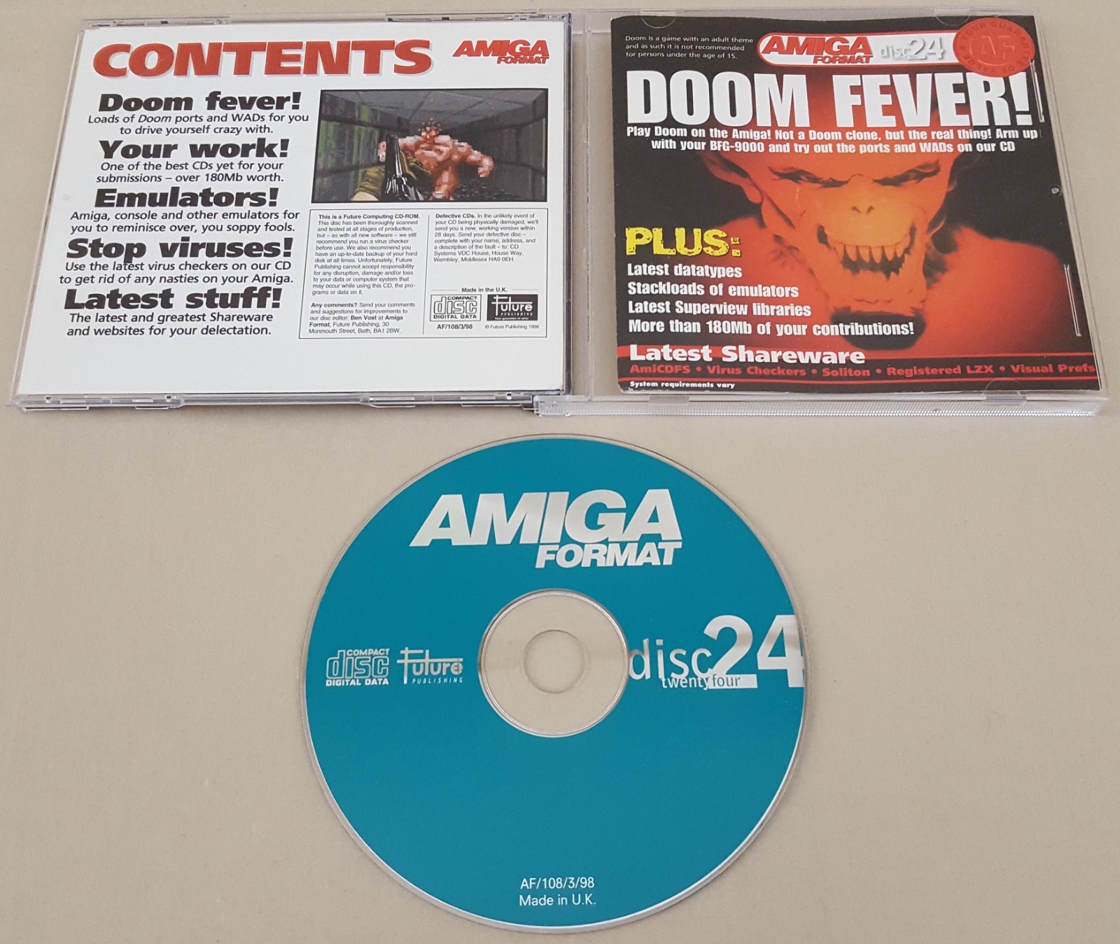 AMIGA FORMAT MAGAZINE AFCD24 March 1998 CD for Commodore Amiga DOOM FEVER! +MORE