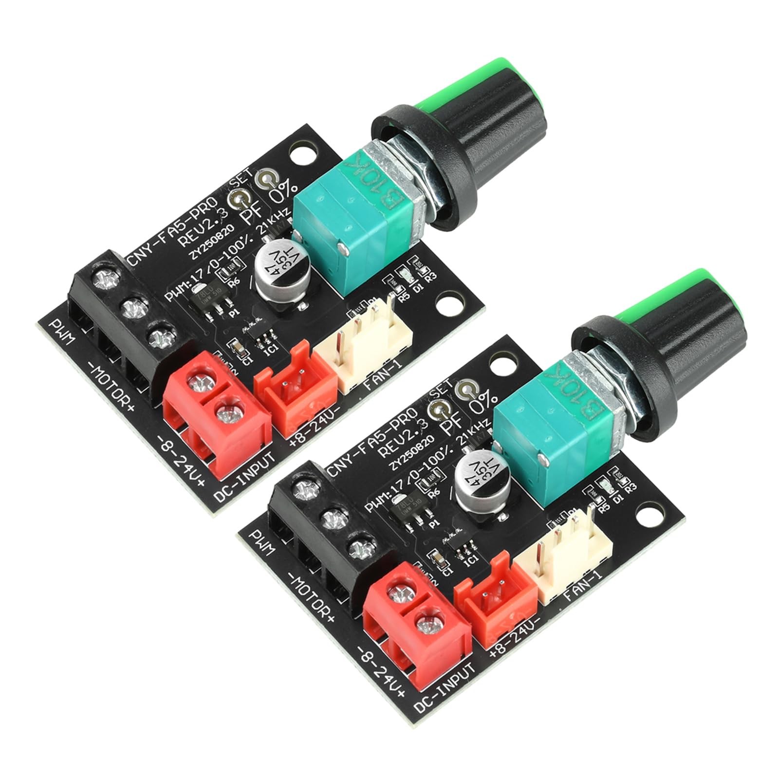 2 PCS DC Brushless Motor Speed Controller Module 8-24V 5A PWM Cooling Fan Board