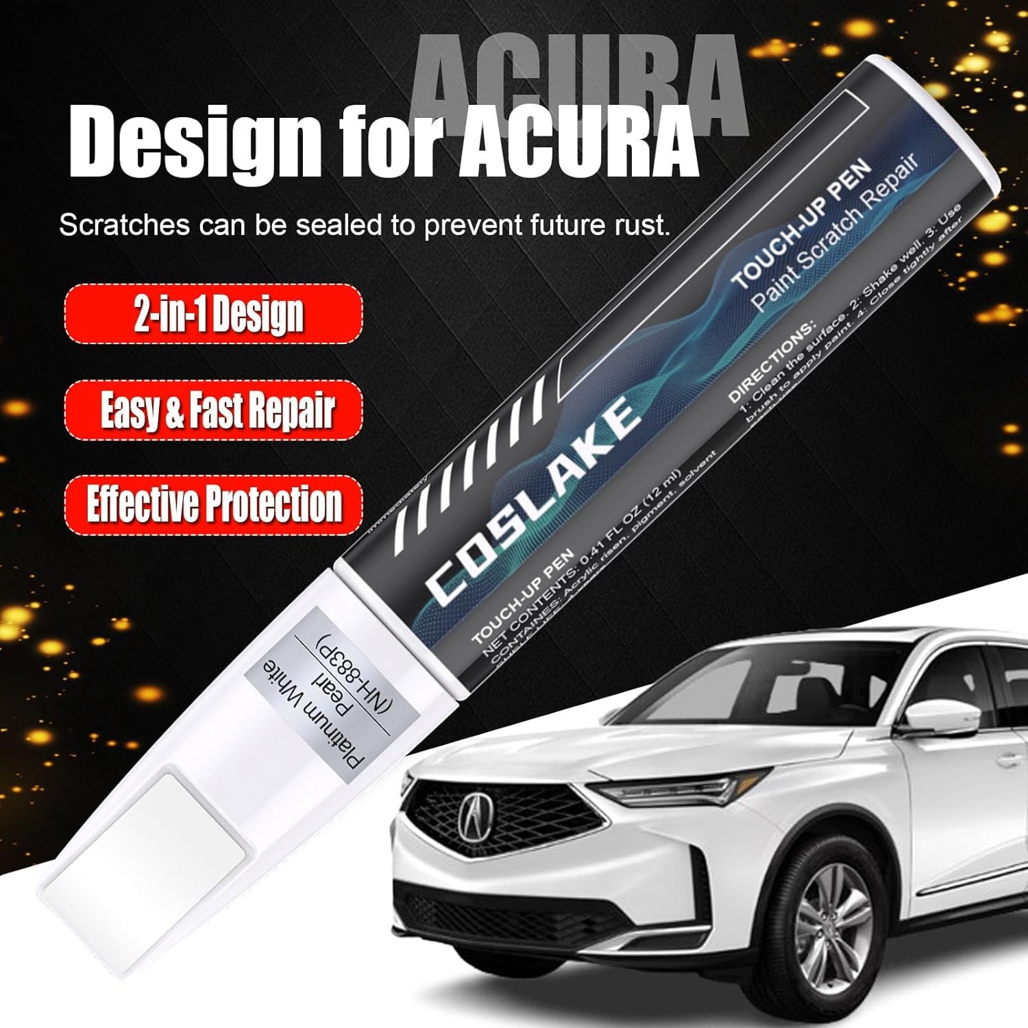 Car Touch Up Paint(Majestic Black Pearl(NH-893P)) for Acura, Car Paint Scratch R