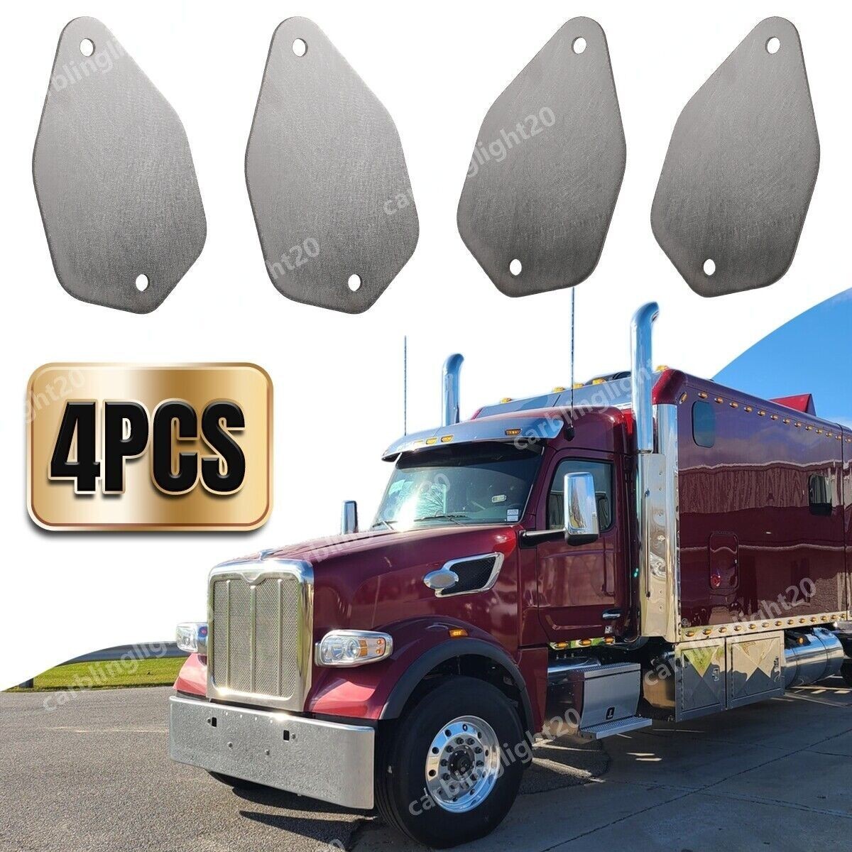 For Peterbilt Roof Plates Horn Kit Block Off Stainless Steel Paintable Custom 4X