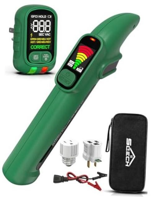 GFCI Outlet Tester & NCV Detector Kit for 90-135V Circuit Breaker