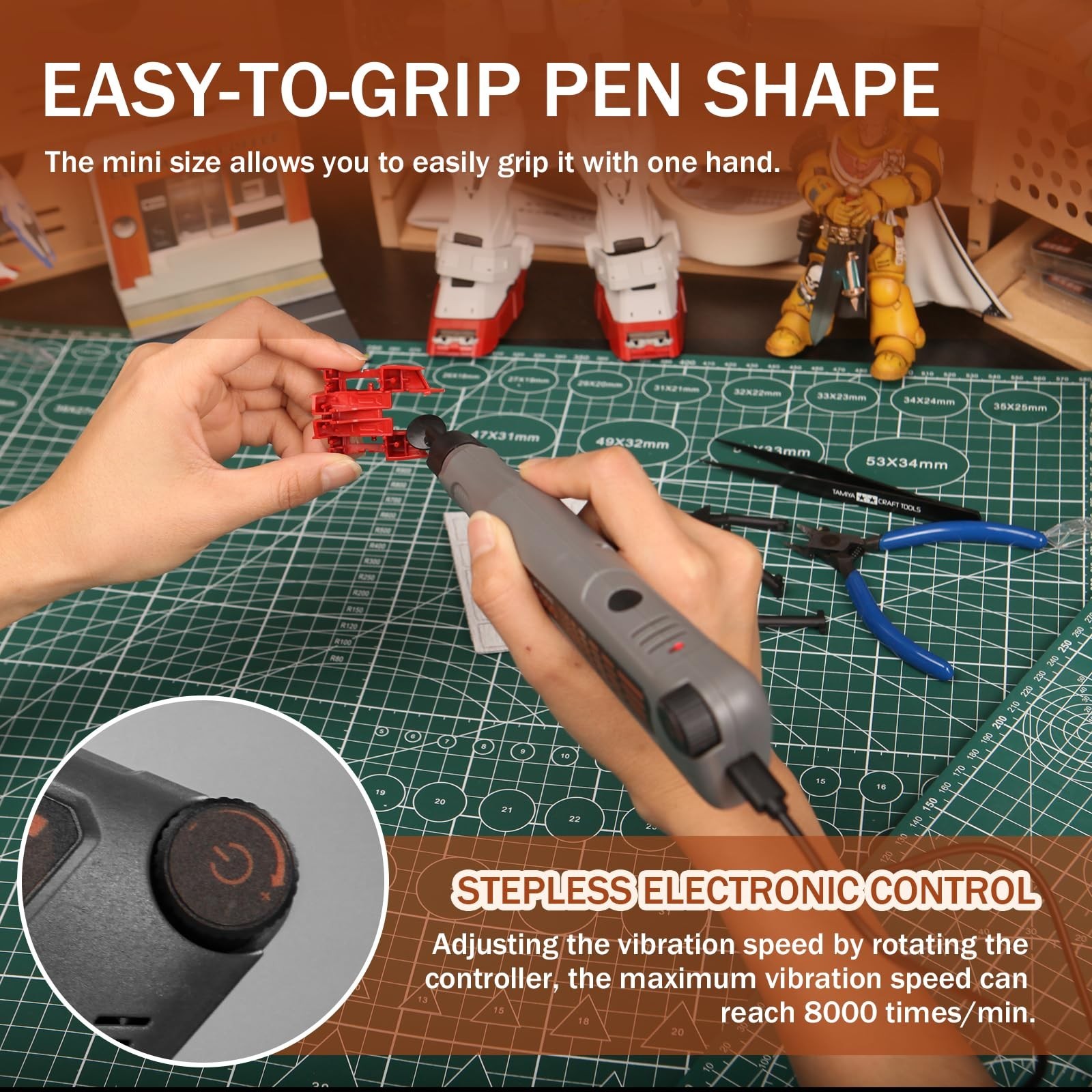 Cordless Pen Sander, Variable Speed and USB Charging with LED Light, Multi-Pu...