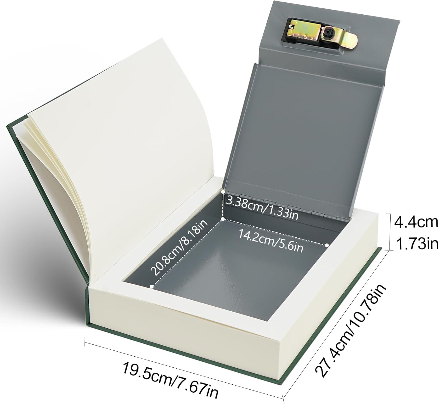 Large Decorative Book Safe with Combination Lock, 10.82"×7.67"×1.77" Hidden Stor