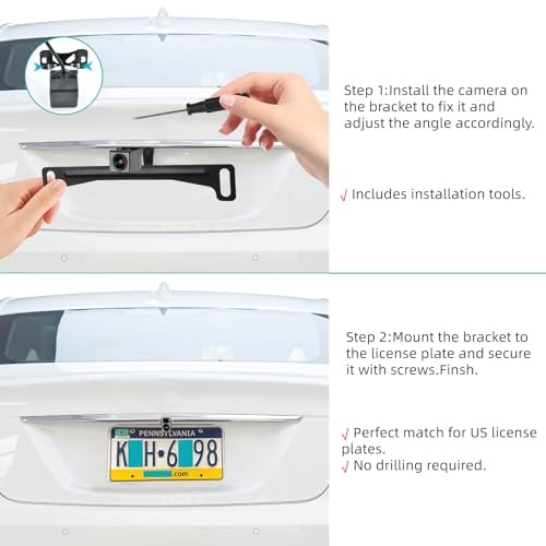 Universal（No Drilling Required） License Plate Camera Mount,Full Stainless