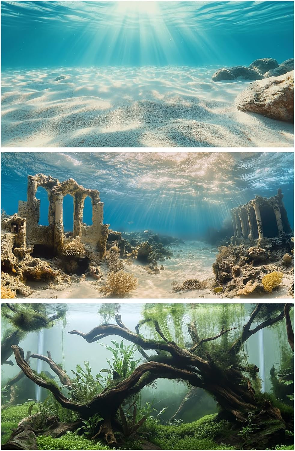 3 Pack Aquarium Background, 36x18 inches Polyester Aquarium Background, Cloth Fi