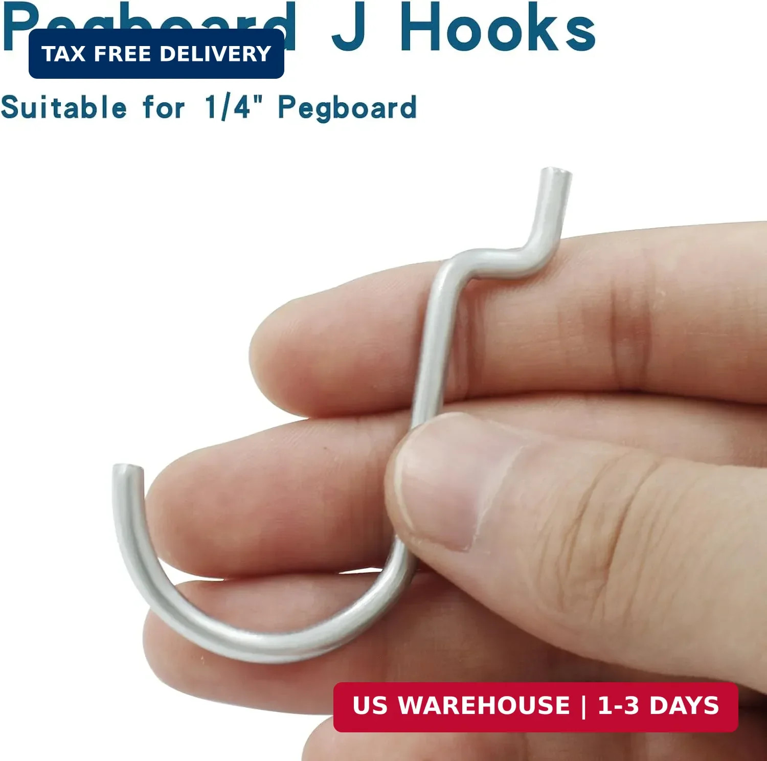 30Pcs Metal Pegboard J Hooks, 1/4" Pegboard Wall Display Assortment Peg Board St