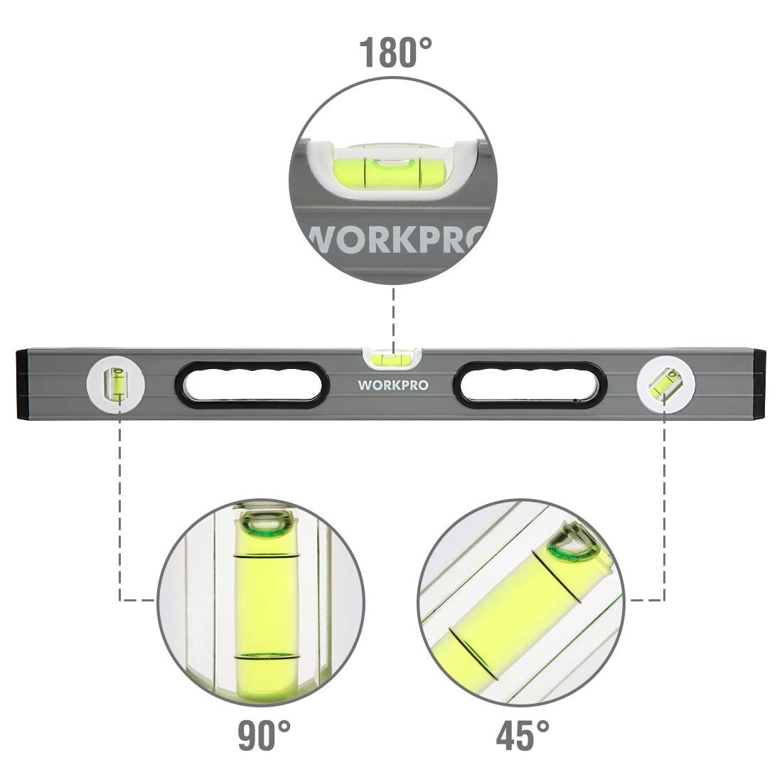 WORKPRO W002900A 3-Piece Level Set 9" Magnetic 16" 24" Non-magnetic Clear