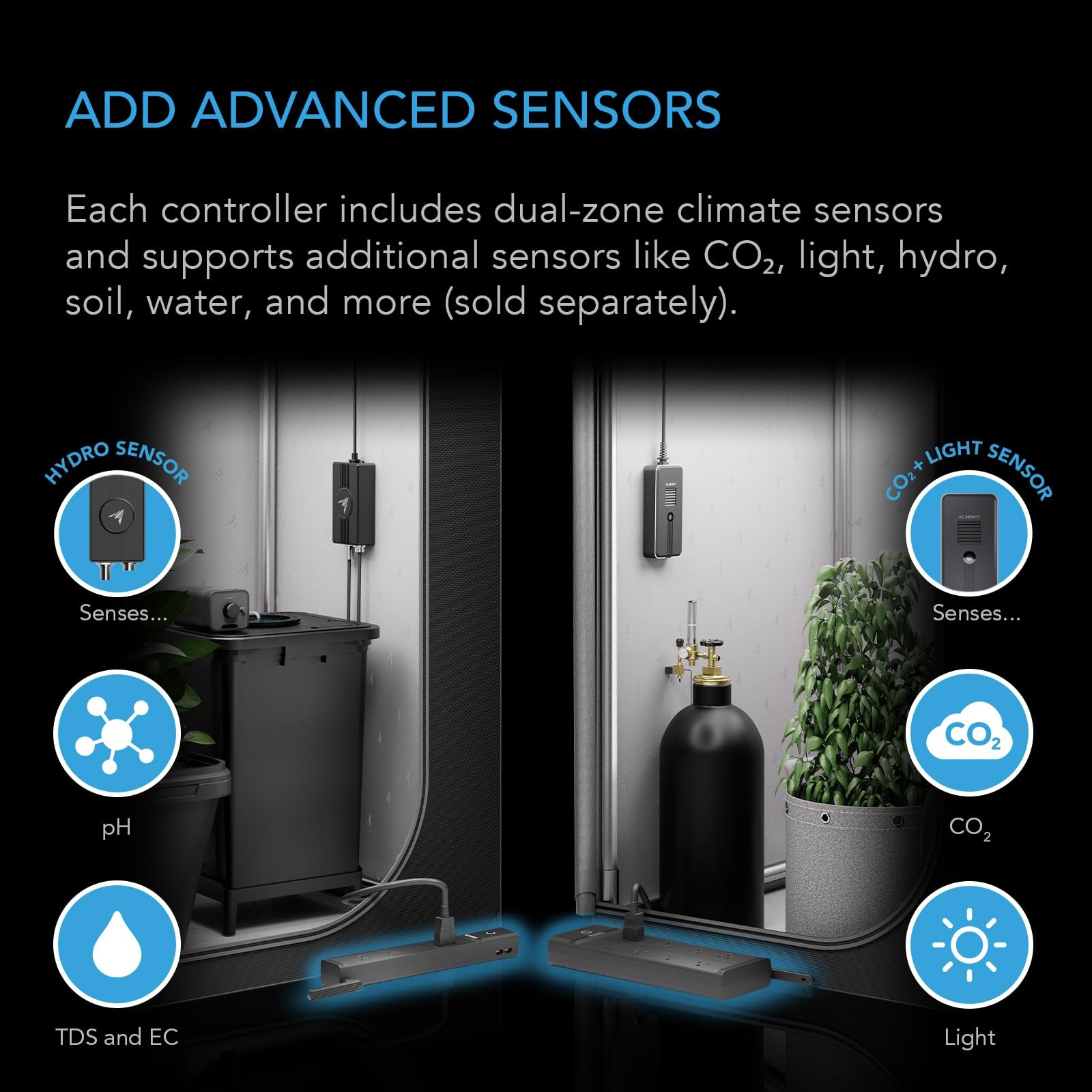 AC Infinity Outlet AI+, Environment Controller, Smart WiFi Power Strip, Black