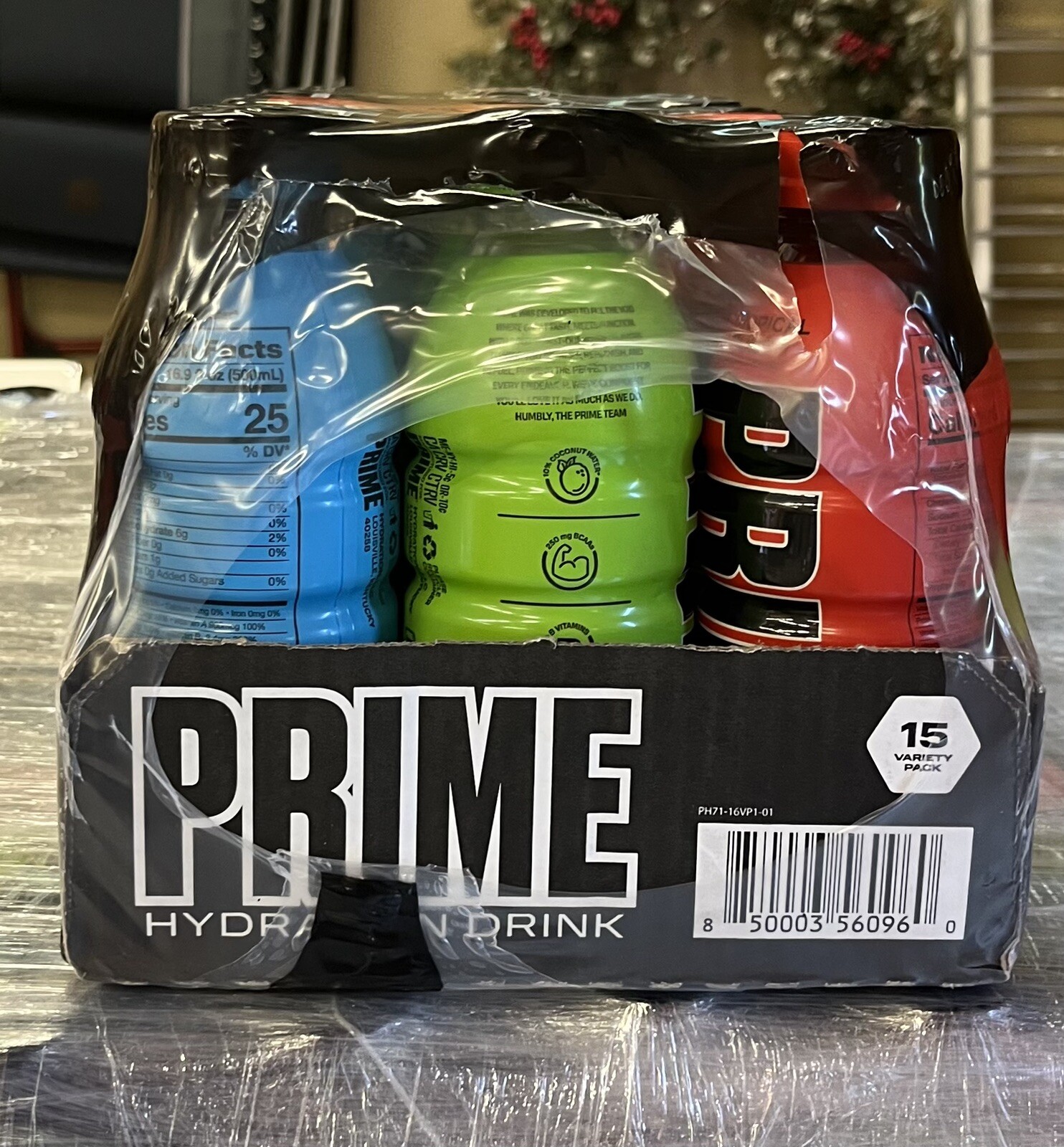 Prime Hydration Drink 16.9 oz - Pack of 15, Lemon, Blue, Raspberry, Tropical