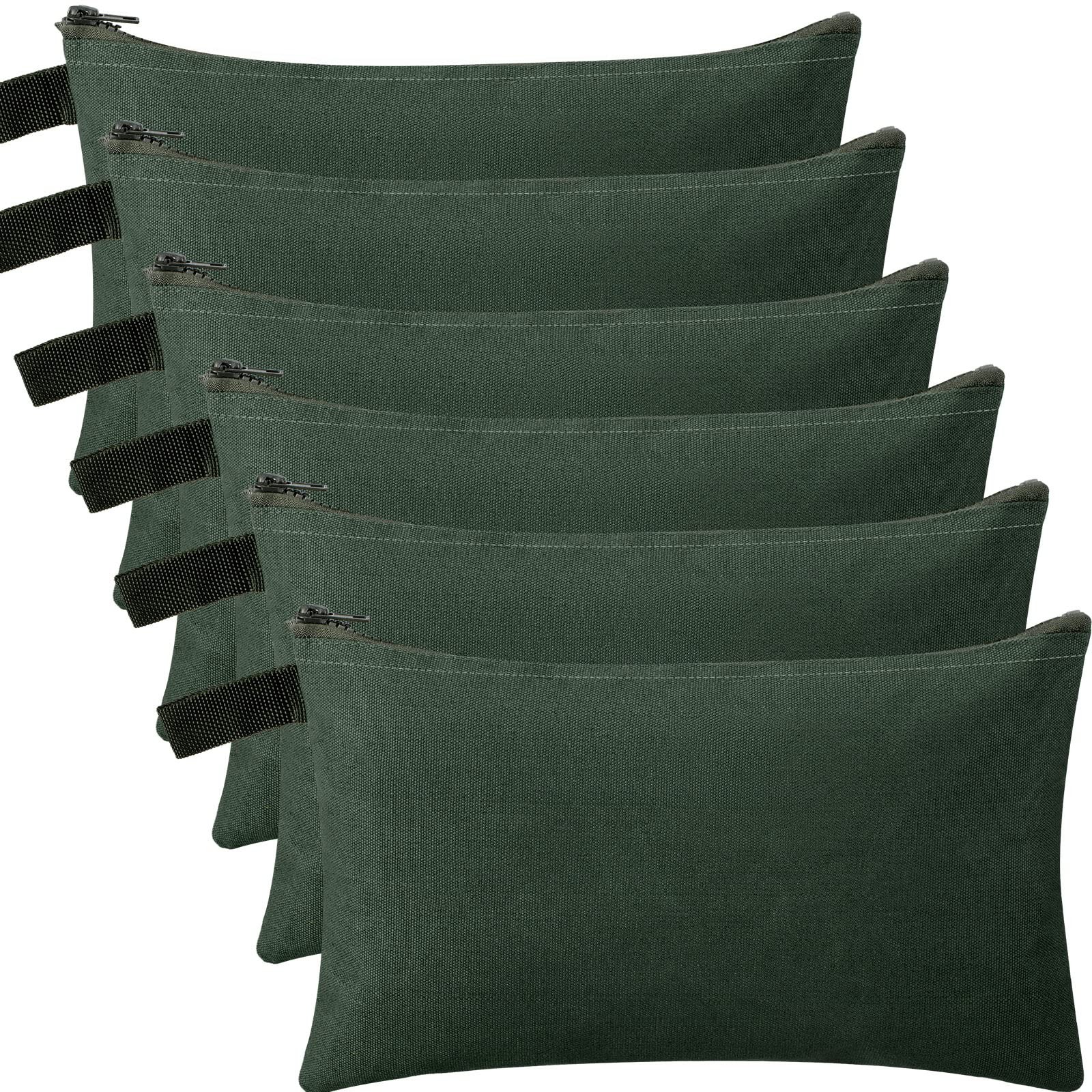 12 Pcs Canvas Tool Bag Pouch 16 oz Heavy Duty Tool Zipper Pouch Bag 11.81 x 7.87