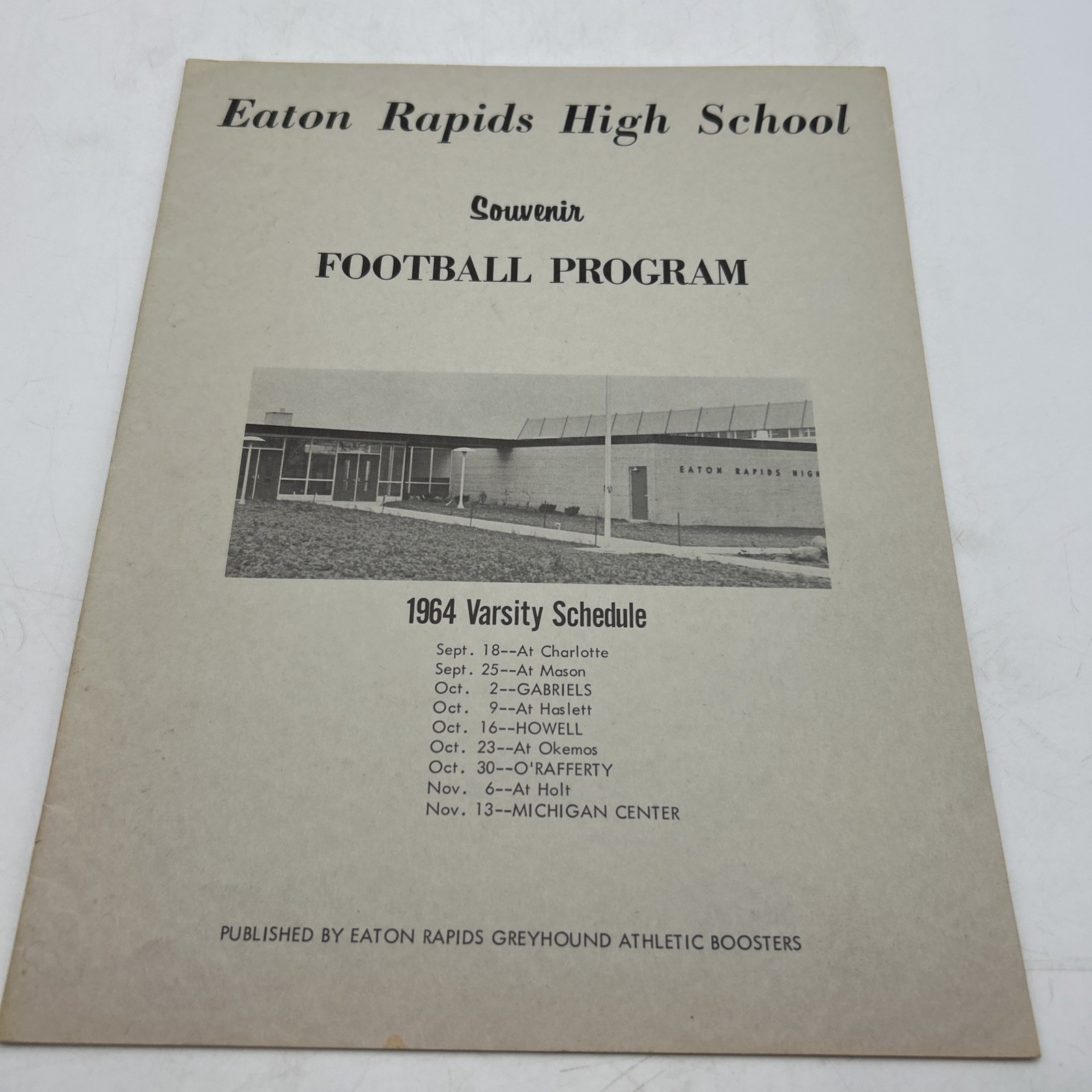 Ealton Rapids High School Souvenir Football Program 1964