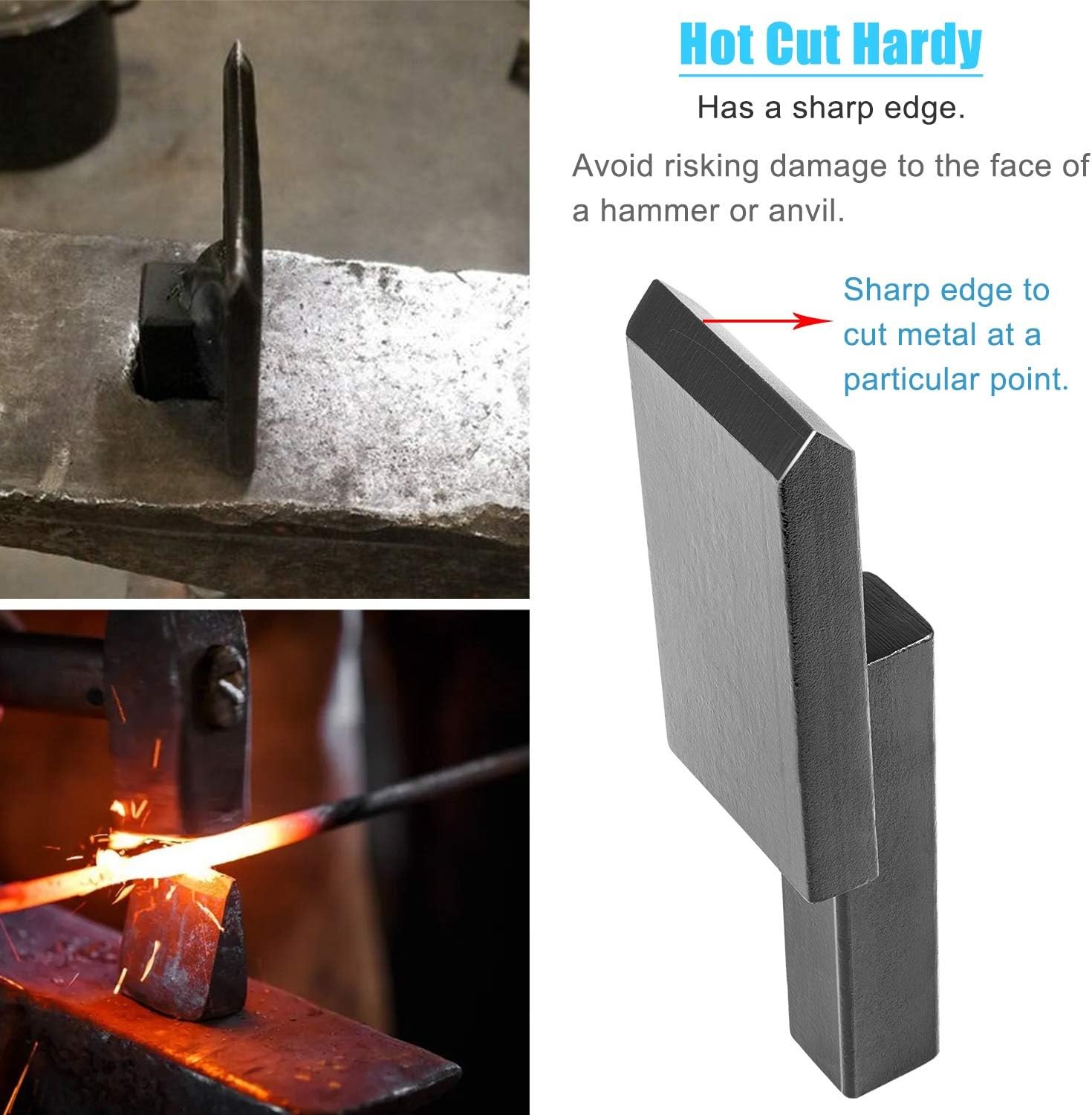 3pcs Blacksmith Anvil Forge Hardy Tool 3/4" Hot Cut Creasing Stake Spring Fuller