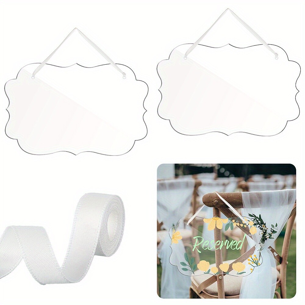 1set Wavy Rectangle Acrylic Blank Sign tions with Single Face Polyester Satin
