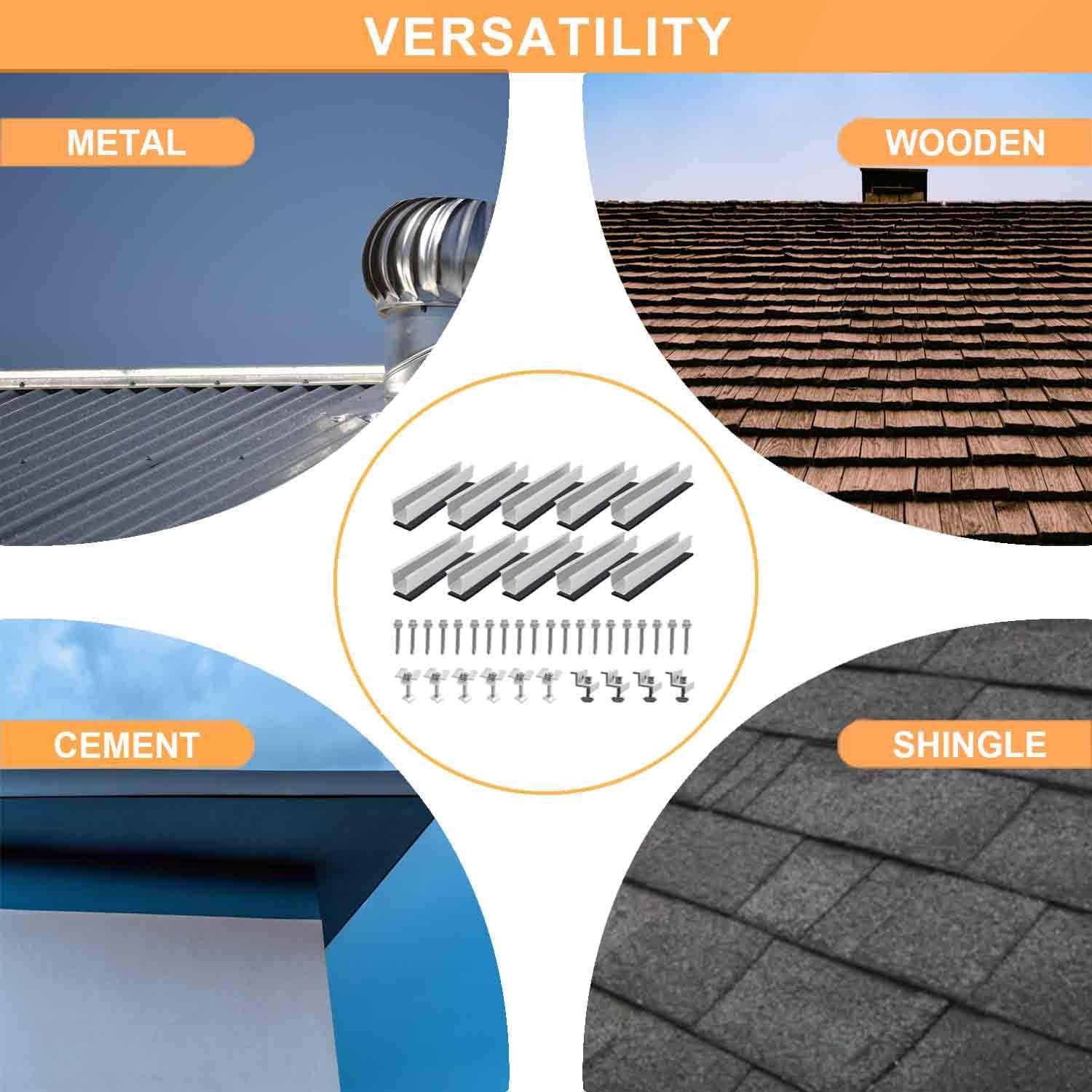 Solar Panel Mounting Brackets, Roof Mount Kit, Rails and Clamps 4pc-panel