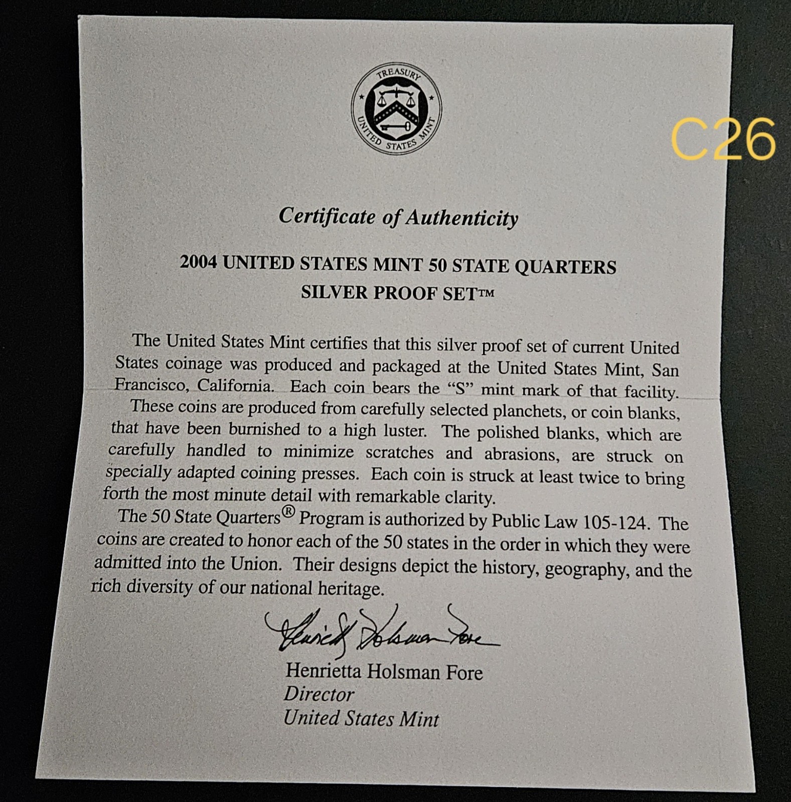 Silver Uncirculated Proof Set, 2004 US Mint State Quarters, Perfect Condition