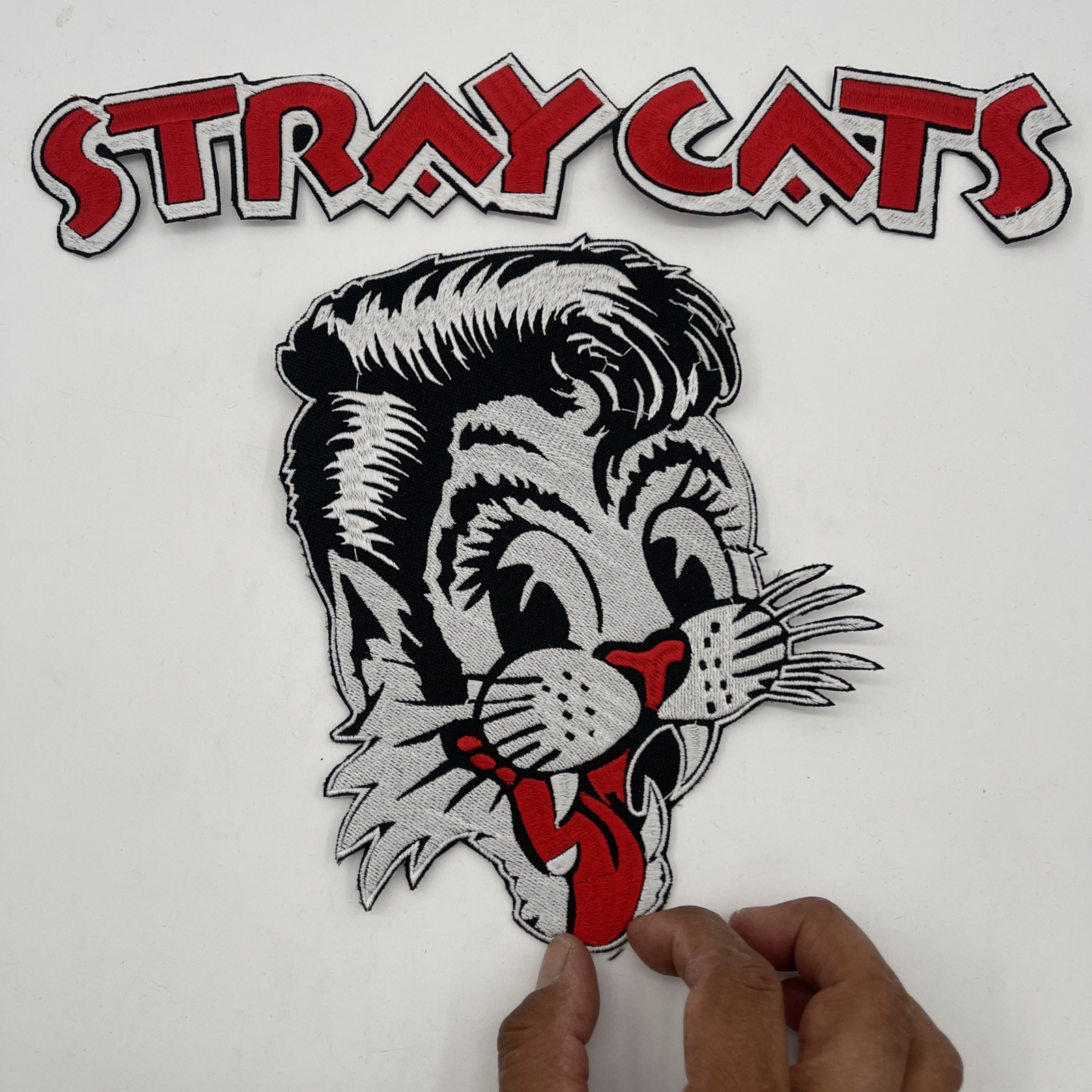 Stray Cats Classic Logo XL 2-Patch Set: Iron On, Quality Embroidery, 14” X 12”