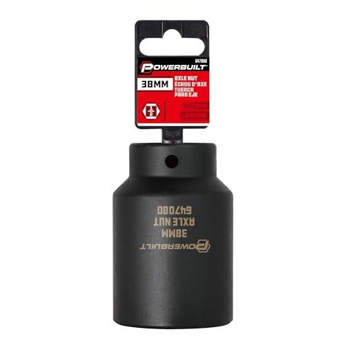 Axle Nut Socket, 1/2 Inch Drive, Use with Impact Wrench, 12 Point, Remove 38mm