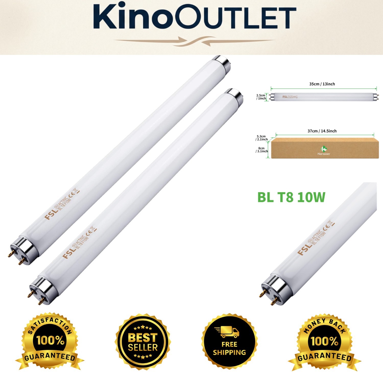 13'' Fluorescent Bug Zapper Replacement Tubes - 2-Pack, 10W Each for Efficiency
