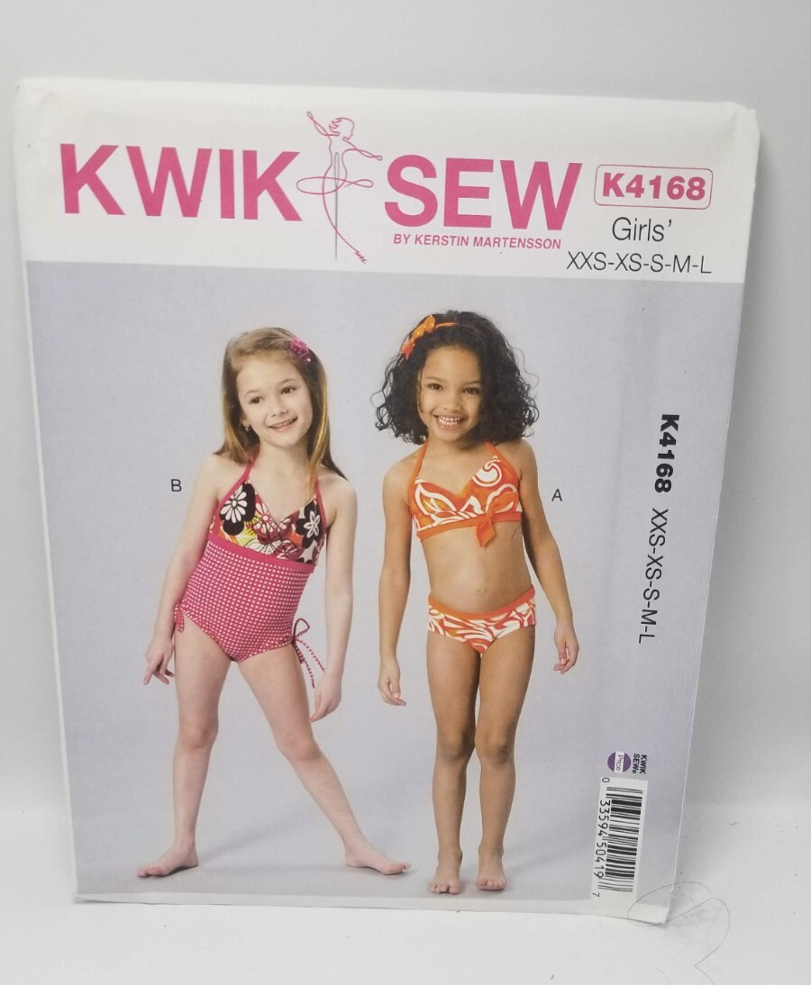 UNCUT! Girls' Swimsuits Sewing Pattern by Kwik Sew, K4168, Sizes XXS-L