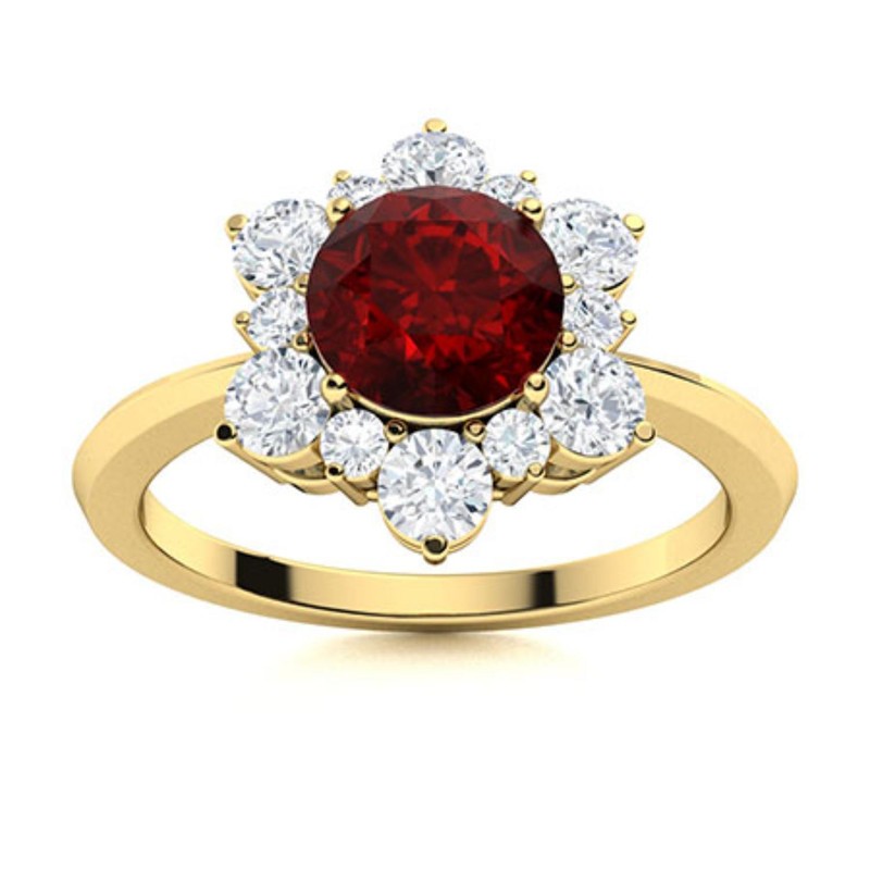 Sterling Silver Garnet Stone Solitaire Crown Chakra Prong Ring Jewelry Size7