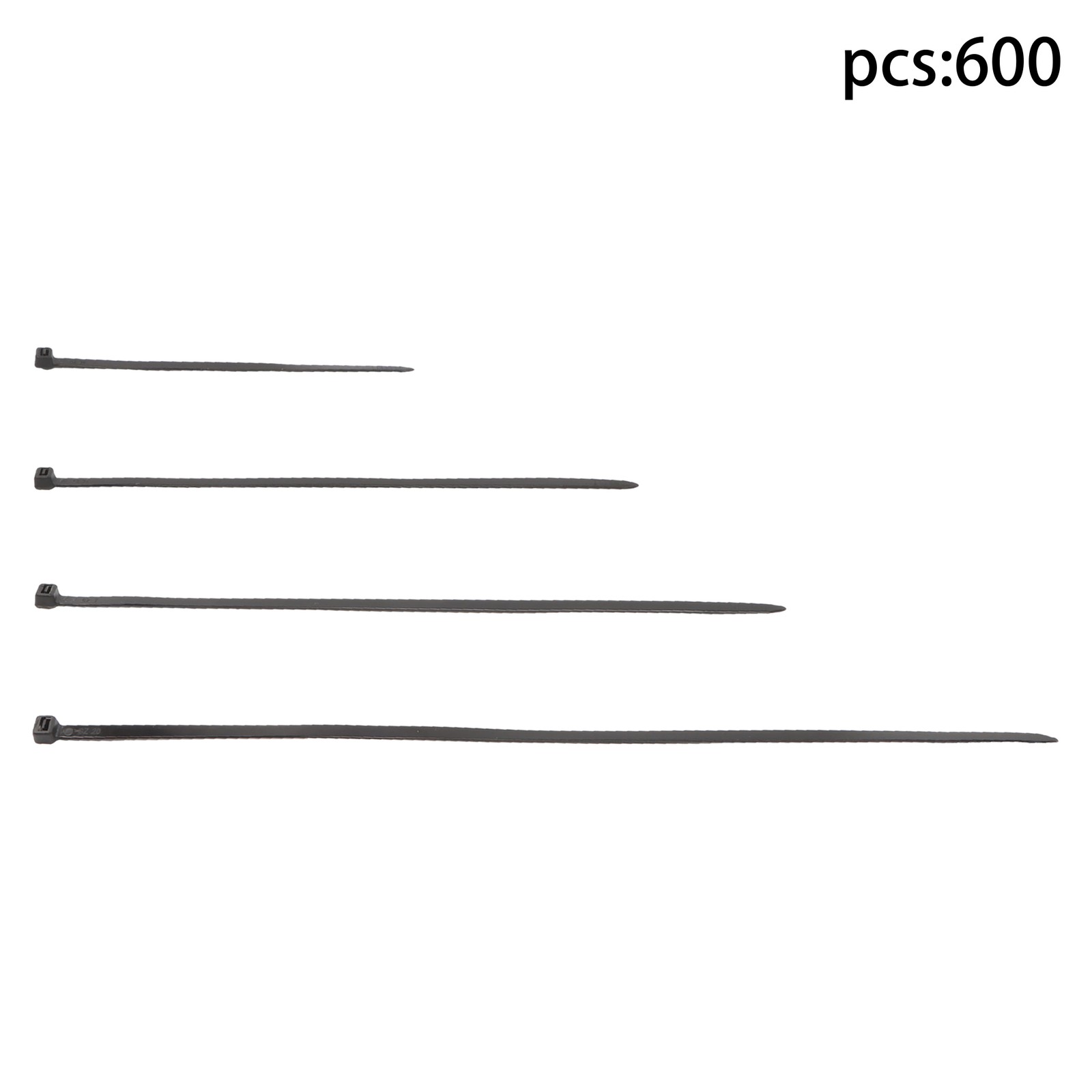 600 Pcs Self-locking Cable Ties Heavy Duty Assorted Sizes 8"+12"+14"+18" Nylon