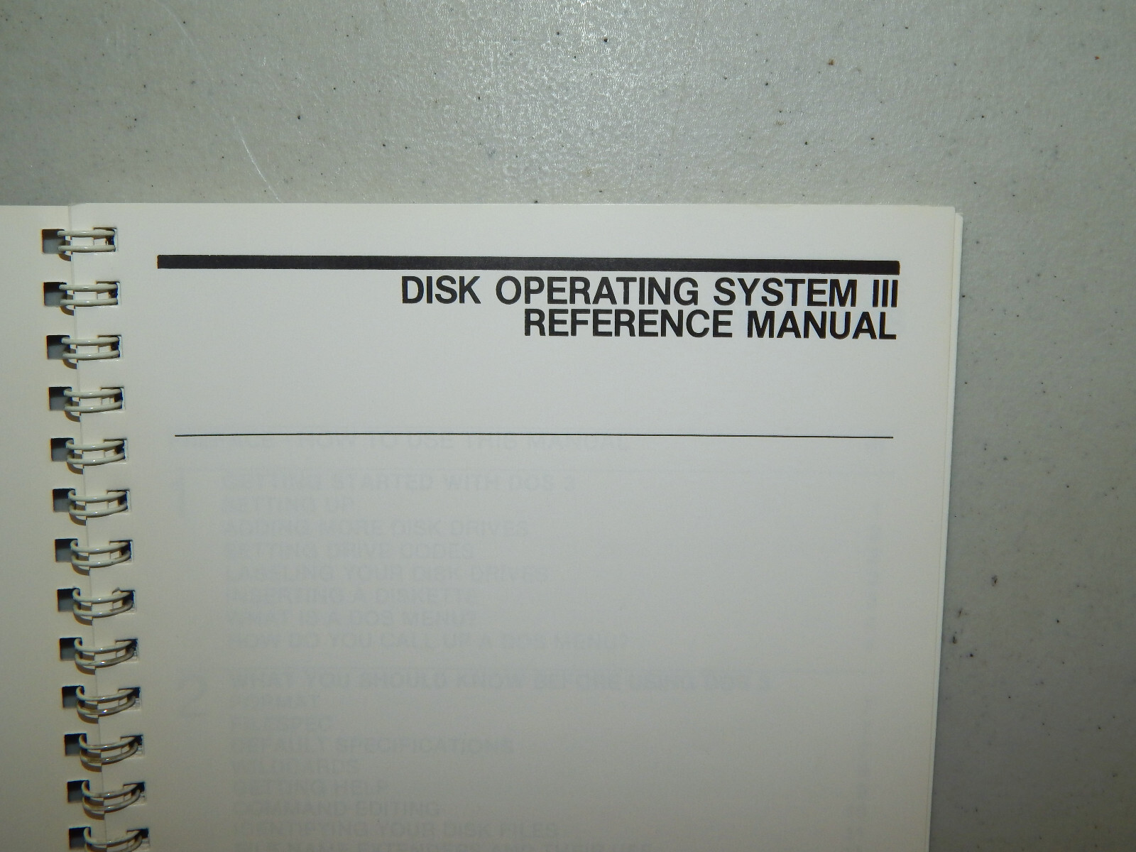 Vintage ATARI 1983 Disk Operating System Reference Manual DOS 3 Spiral Bound