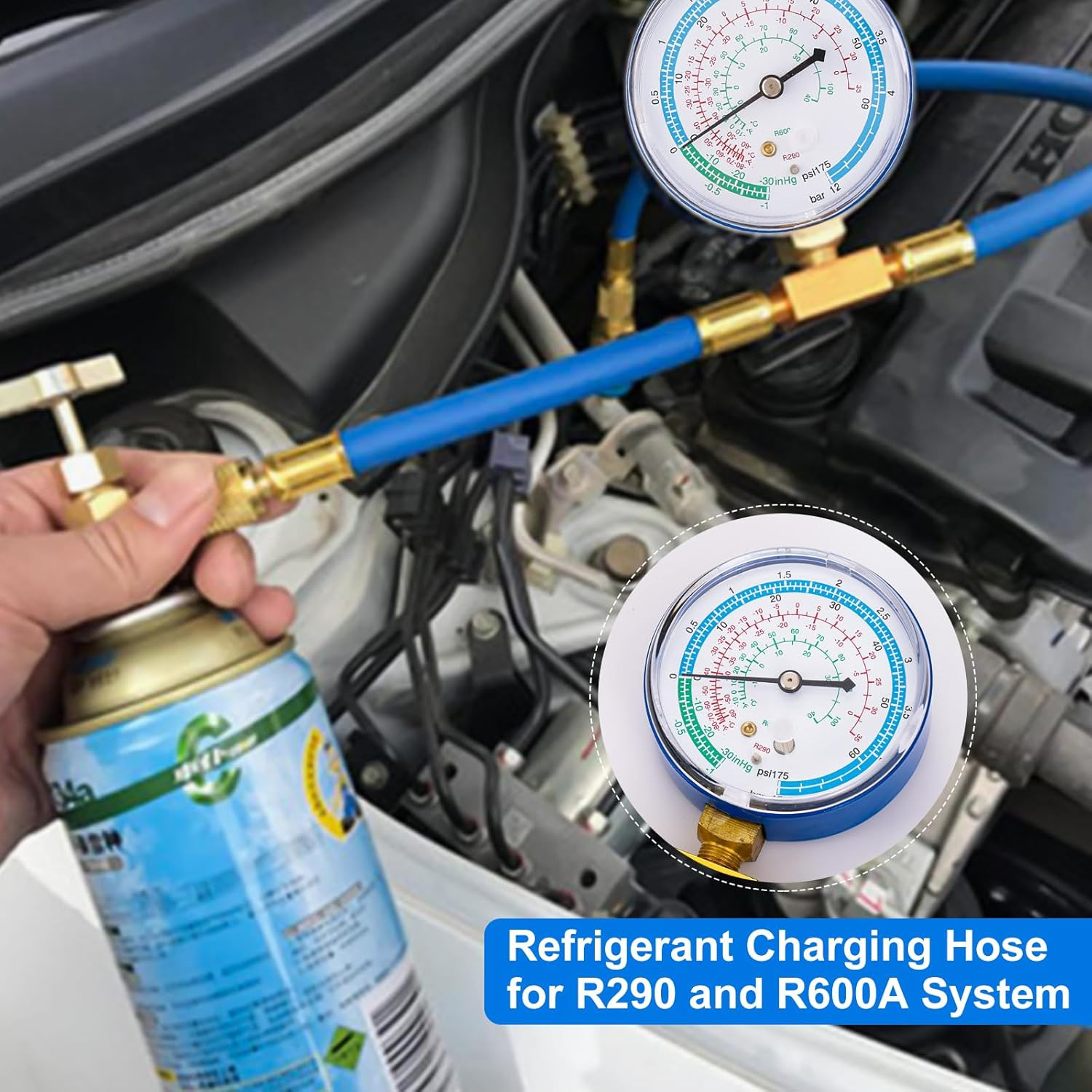 R290 and R600A Charging Manifold Hose Kit, R600A Refrigerant Recharge Kit with P