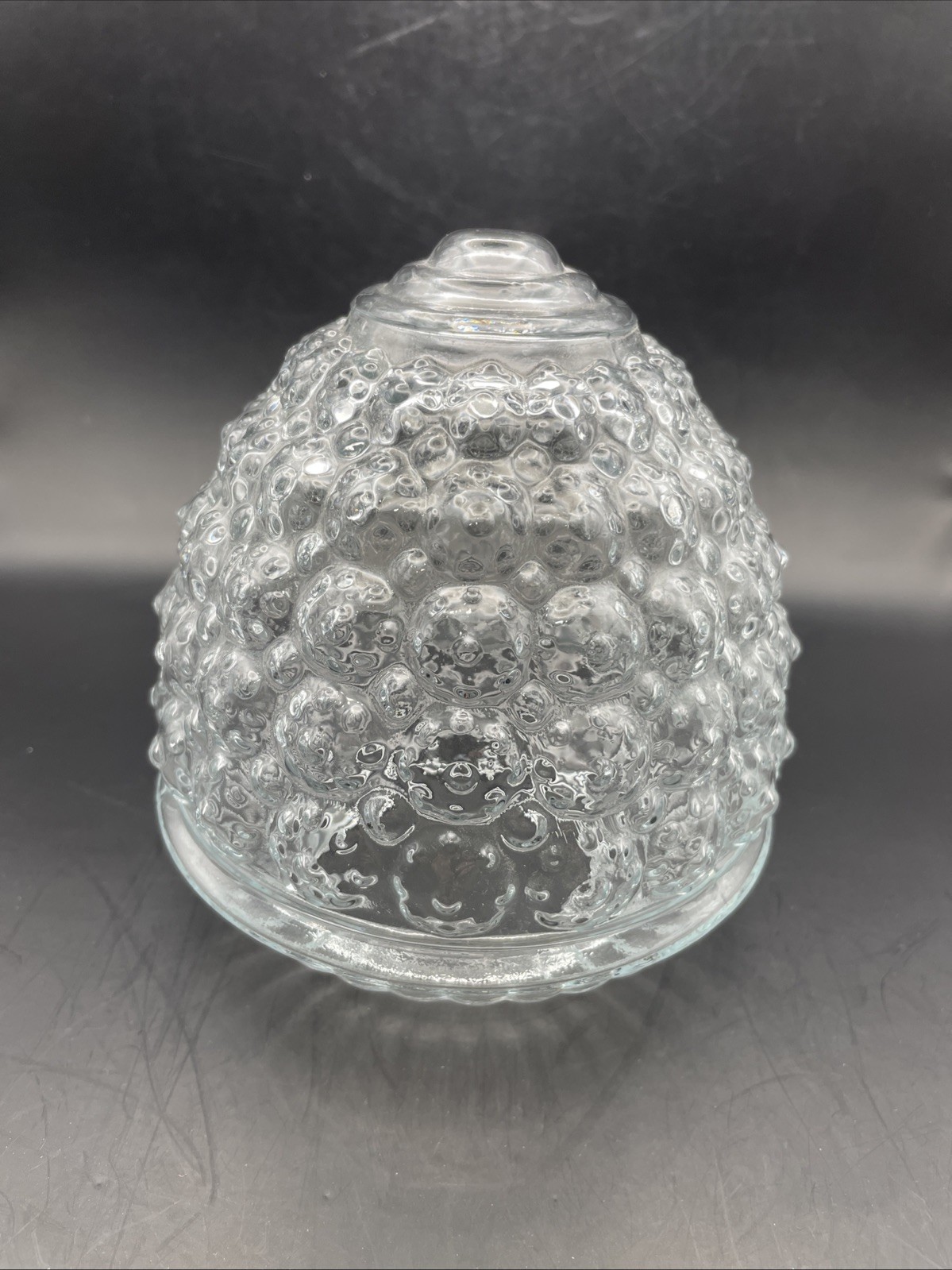 VTG Single Bulb Clear Glass Light Fixture Globe Beehive Acorn Flower 3” Fitter