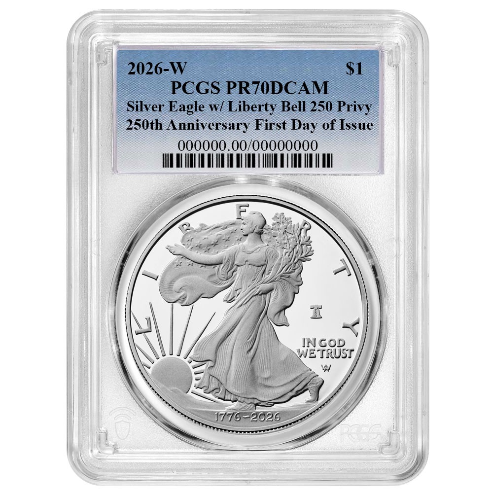 2026-W Proof $1 American Silver Eagle PCGS PR70DCAM FDOI Blue Label