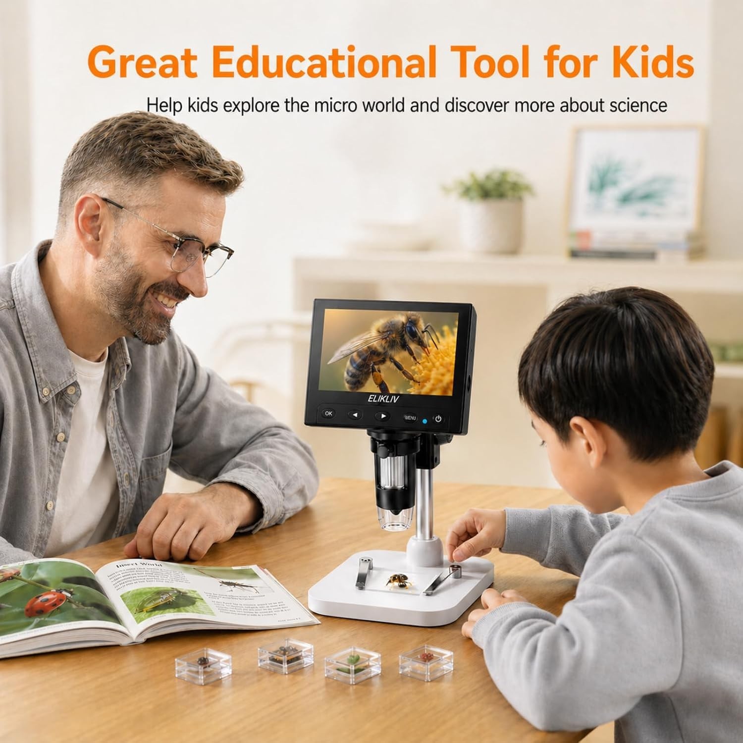 Microscope, LCD Digital Coin Microscope 1000x, Coin Magnifier with 8 Adjustab...