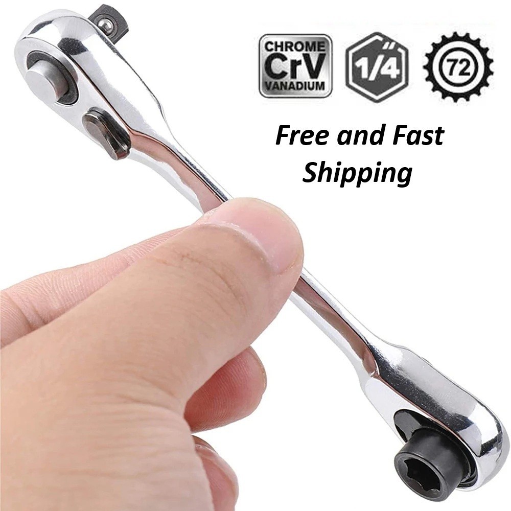 1/4" Mini Double-Ended Quick Socket Ratchet Wrench Rod Screwdriver Bit Tools..