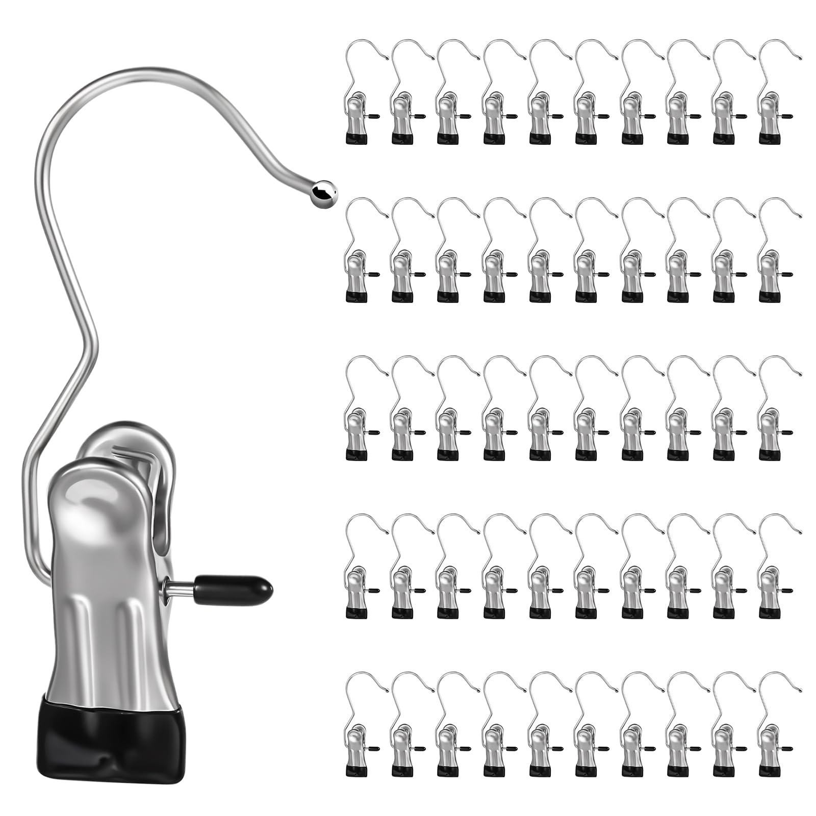 100 Pcs Boot Hangers Clips Laundry Hook Hanging Stainless Steel Portable Sock...