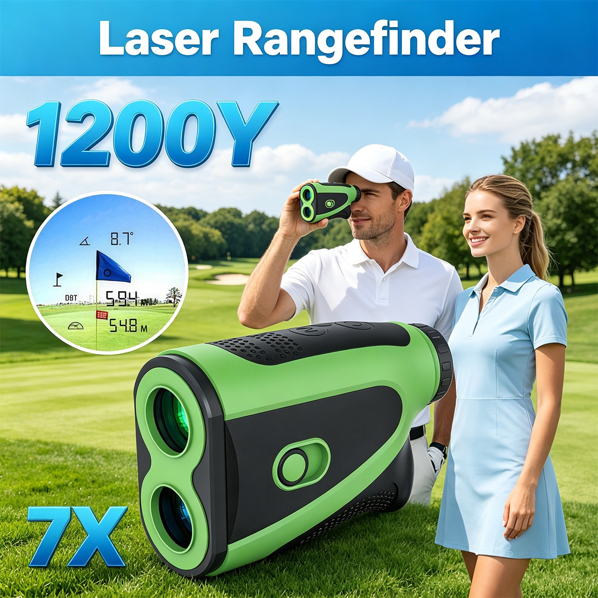 Golf Rangefinder with Slope 1200Yards Range Finder Golf Flag Locking Vibration