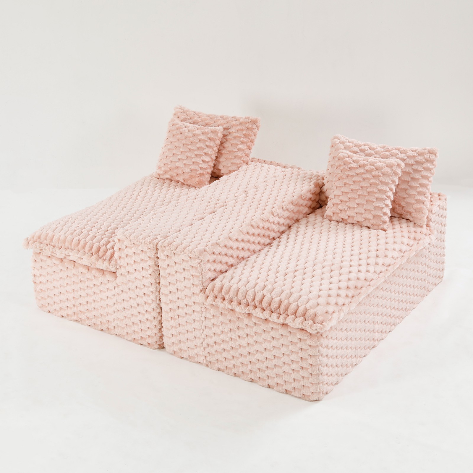 Luxury Pink Turtle Velvet Multifunctional Sofa - Arrangeable in Single Row, Sid