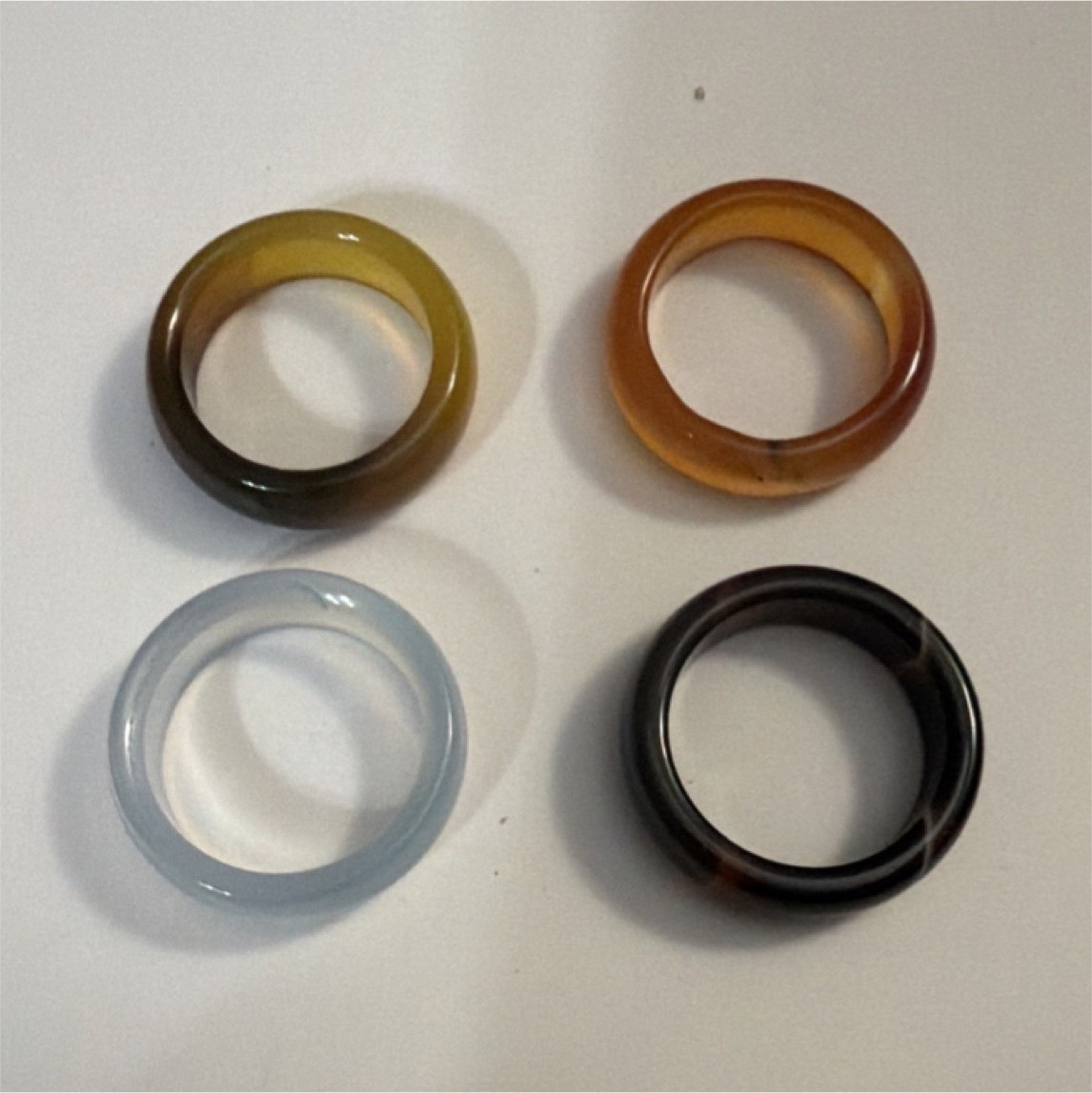 Set of 4 Multicolor Glass Band Rings Round Shape Fashion Jewelry Accessories