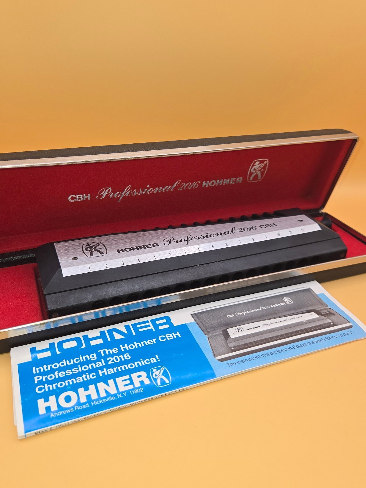 Hohner Professional 2016 CBH Chromatic Harmonica with Case, Paperwork