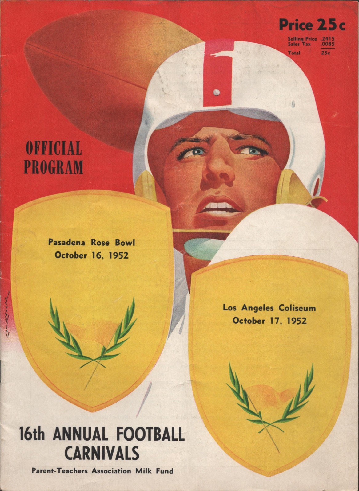 1952 Oct 17 ANNUAL FOOTBALL CARNIVALS California H.S. football program ROSE BOWL