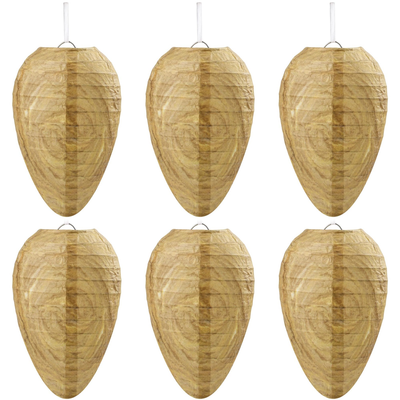 Qumenan 6 Pack Mini Size Paper Wasp Nest Decoy Hanging Fake Wasp Nest