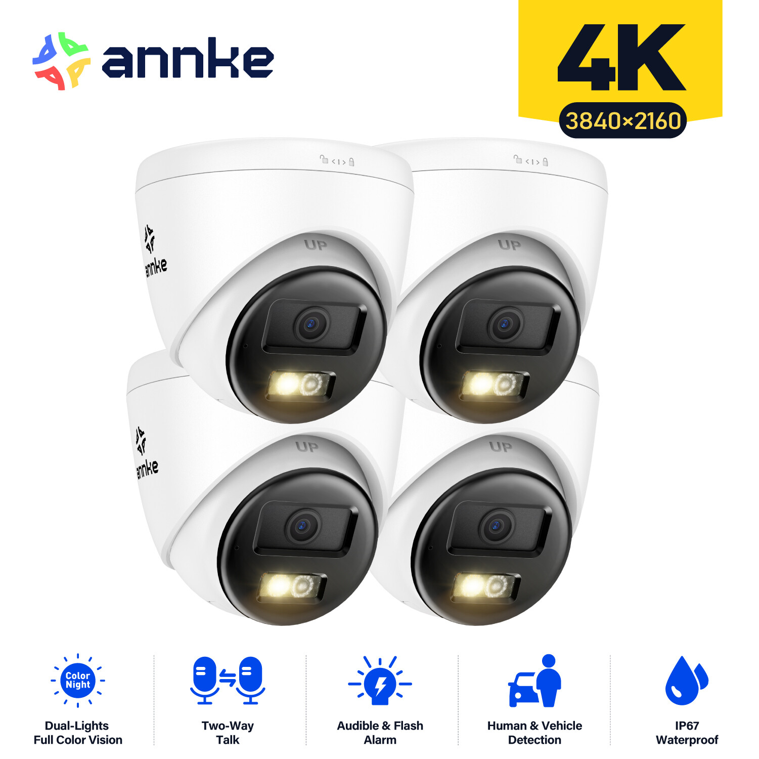 ANNKE 4K Two Way Audio POE Security IP Camera Outdoor Color Night AI Detection