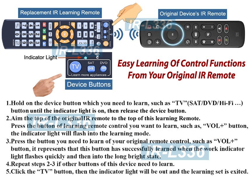 Premium Universal IR Learning Remote - Learning Remote For 3 AV Devices