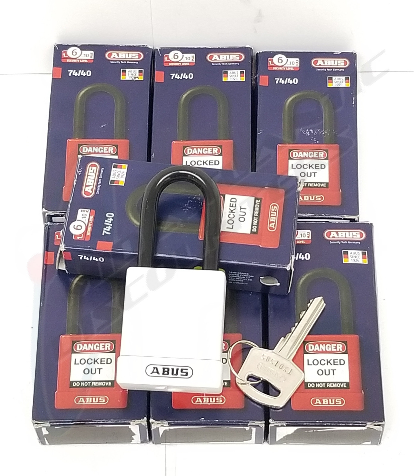 7 ABUS 74/40 Nylon Protected Safety Lockout/Tagout Padlock White Shock Protected