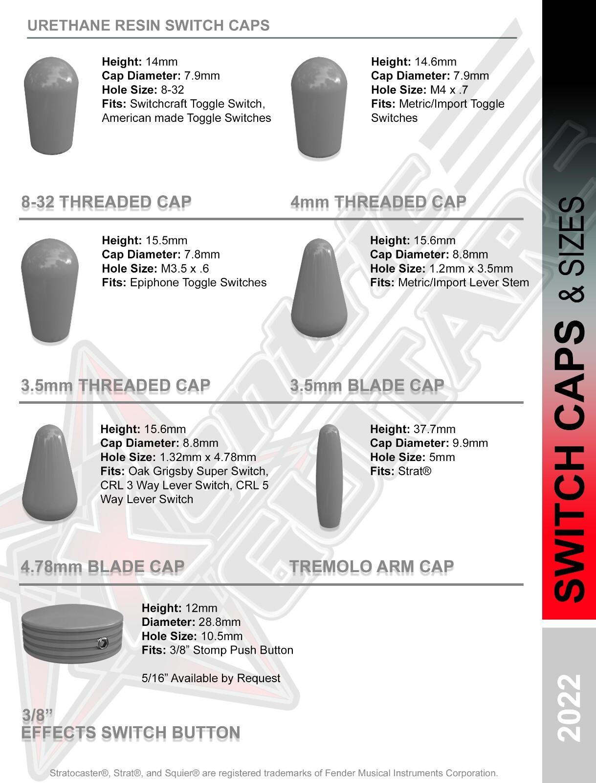 Xentric Guitars - TRITONE Series Resin Guitar Knobs & Switch Caps
