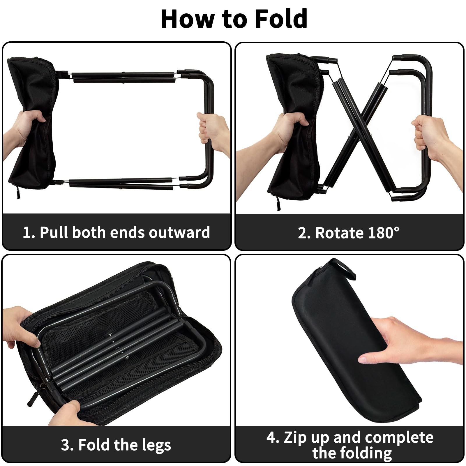 Portable Folding Stool 13 Inch Camping Stool for Adults with Side Pocket, Ult...