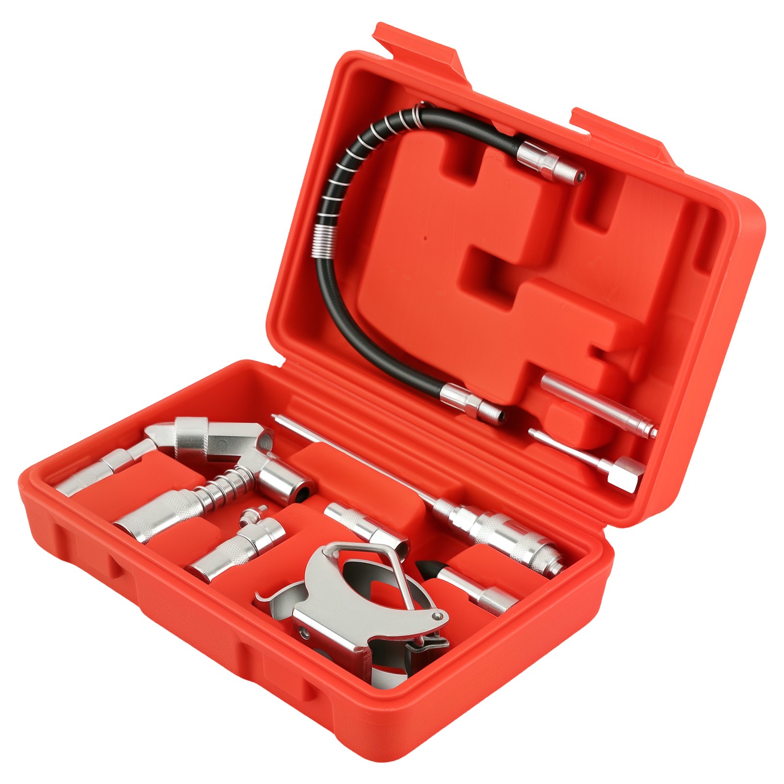 Complete Grease Gun Accessory Set 3000PSI with Spring Hose and Multiple Adapters