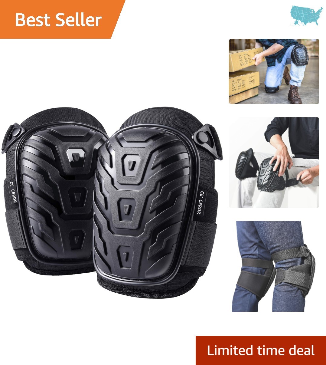 Professional Knee Pads with Gel Cushion - Heavy Duty Foam Knee High Support
