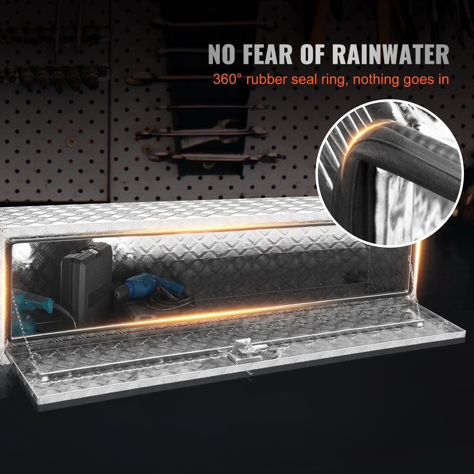 Aluminum Underbody Truck Box 60x17x18in, Waterproof, Lockable, T-Handle Latch